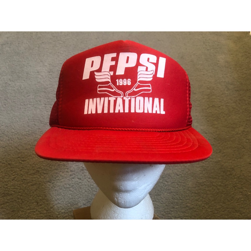 Vintage 1996 Pepsi Invitational Trucker Hat Red Mesh Snapback 90s Promo Cp